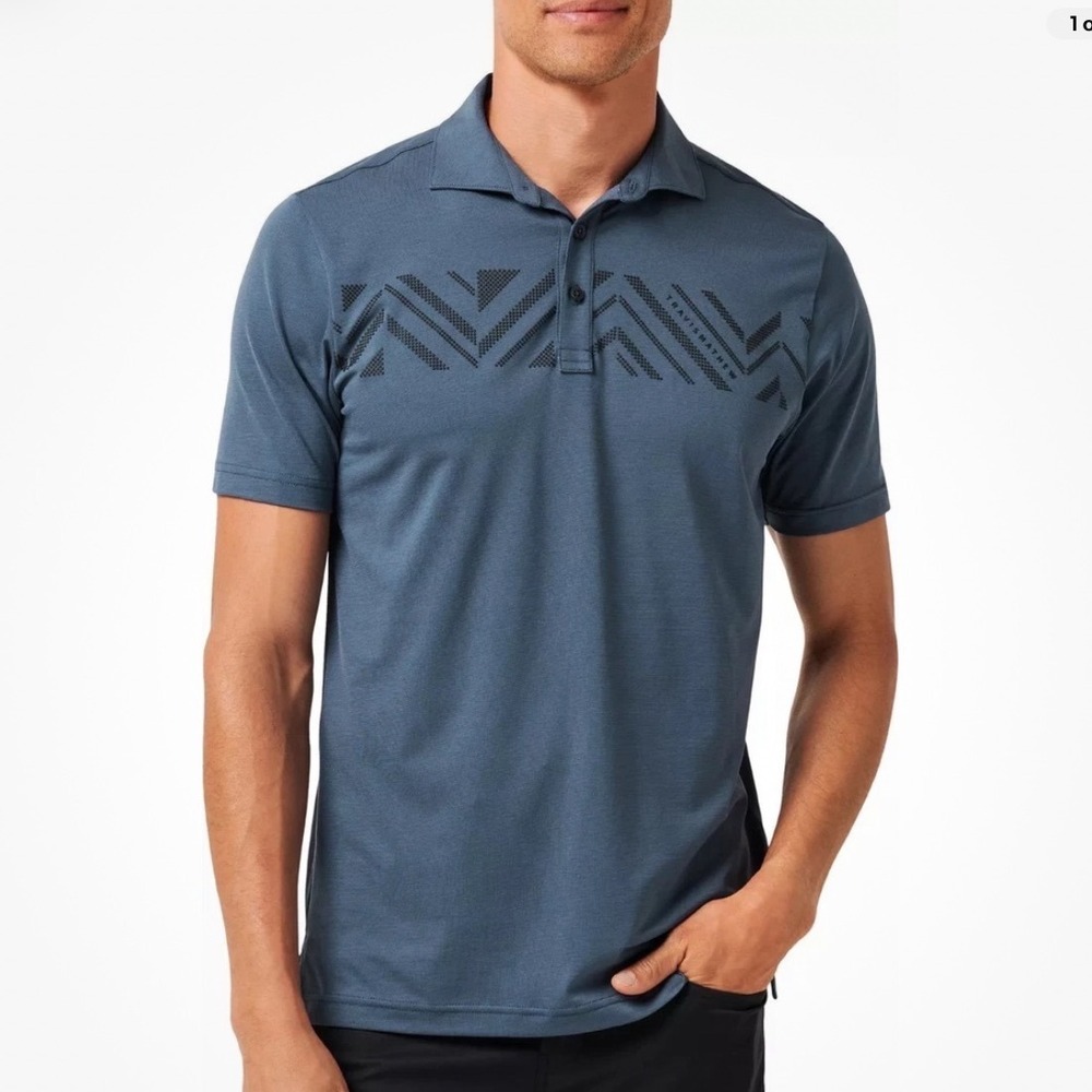 Travis Mathew All Day Access Heater Performance Polo Blue Heather‎ A40224 Mens L
